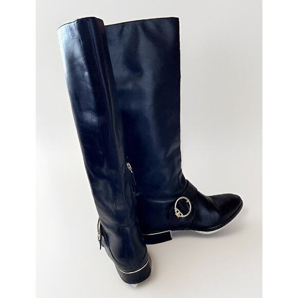 Authentic Womens Sofia Tory Burch Black Leather Knee Riding Boots-9 - Picture 7 of 11